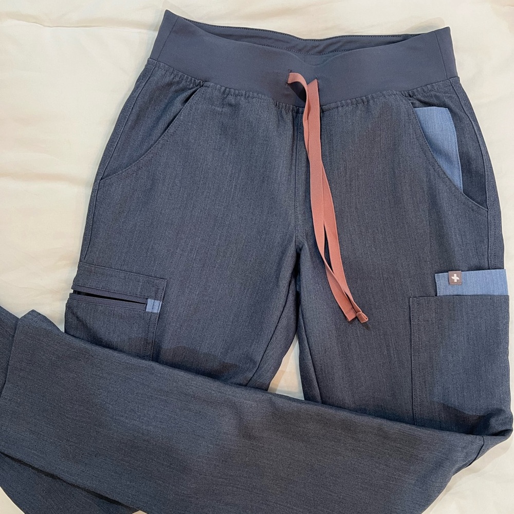 Gray Jogger Pants with Pink Drawstring